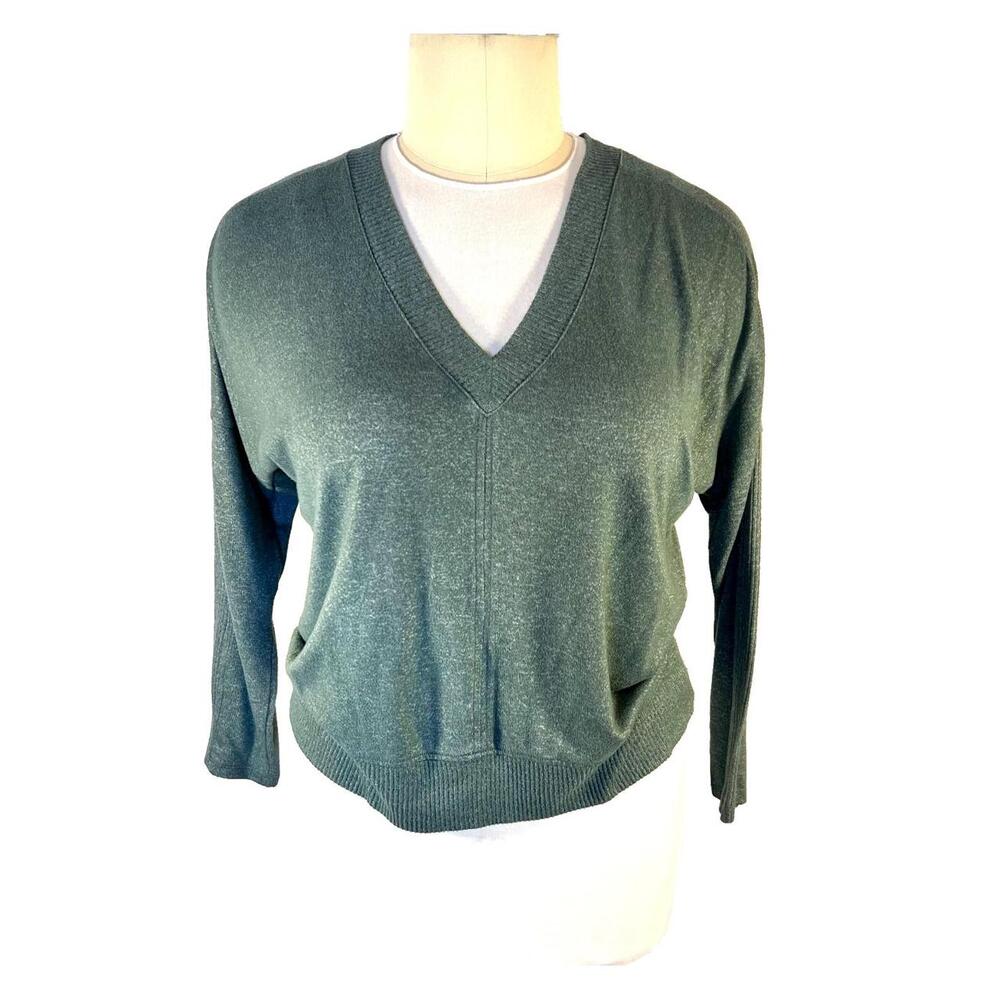 Buffalo - Sweater Women's XL Heather Green V-Neck Long Sleeve Seam Front